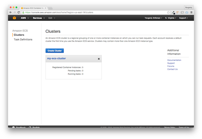Your ECS Cluster should now have 5 registered instances