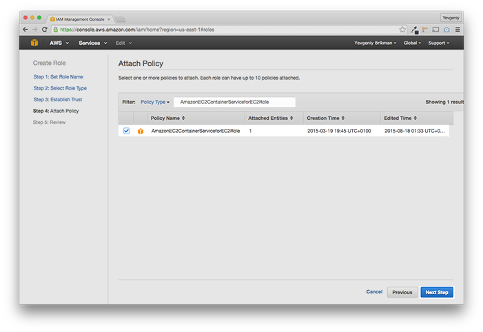 Check AmazonEC2ContainerServiceforEC2Role