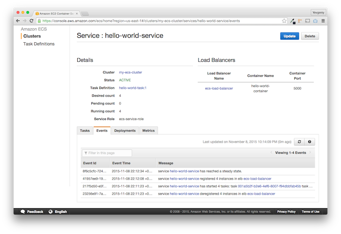 ECS Service deployment events