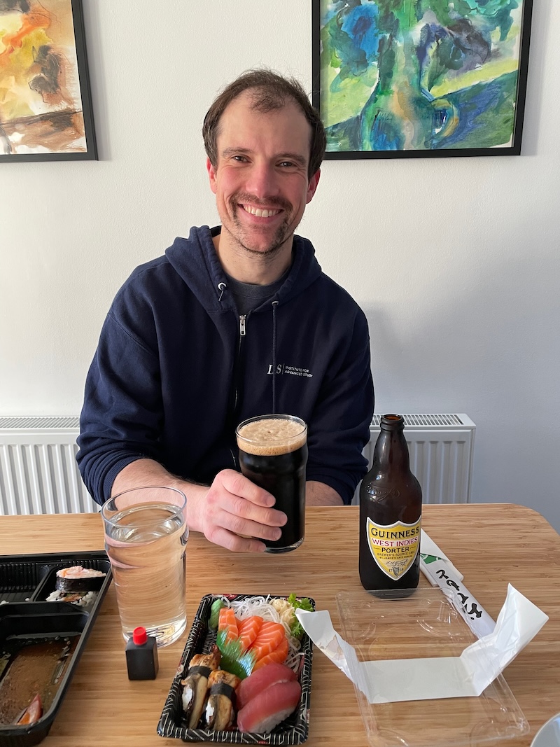 Taking joy in being able to eat and drink with my right hand again. Also, celebrating becoming an Irish citizen the right way: with Guinness and Japanese food.